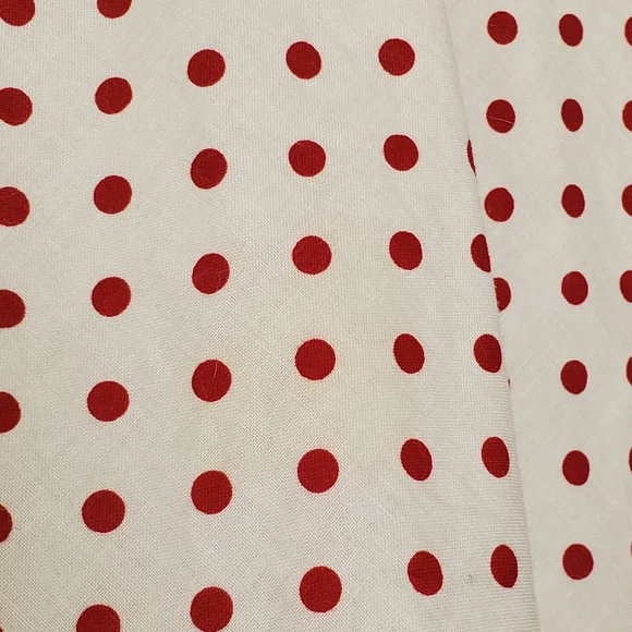 VINTAGE White And Red Polka Dot Dress A-line V-neck - Picture 7 of 7